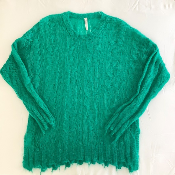 Anthropologie The Posey Stitchy Distressed Sweater | Green | Made in Italy - Picture 5 of 13